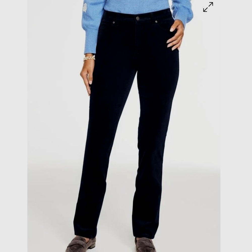 Talbots Womens 6 NWT Black Corduroy Straight Leg Pants High Waist Academia Fall